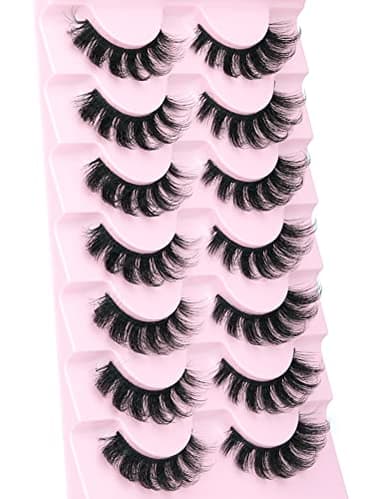 Mink Lashes Fluffy Wispy Lashes Natural Look 3D False Eyelashes D Curl Russian Strip Lashes 7 Pairs Short Fake Eyelash Pack by EYDEVRO - Image 5