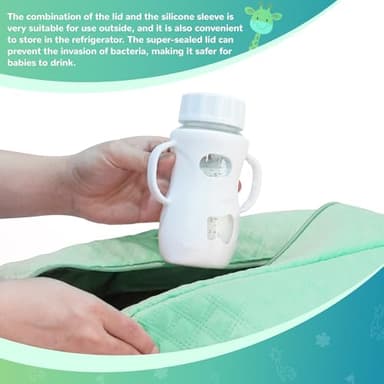 3 Pack Silicone Sleeves for Philips Avent Natural Glass Baby Bottle, Food Grade Silicone Cover and 3pcs Travel Caps, Lids Replacement (White+Blue+Green, 8oz) - Image 7