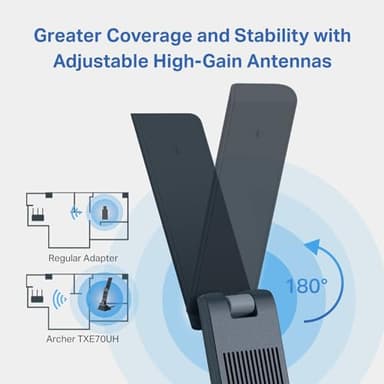 TP-Link AXE5400 WiFi 6E USB Adapter for Desktop PC (Archer TXE70UH) Tri-Band Wireless Network Adapter, Ultra-Low Latency, MU-MIMO, OFDMA, Refined Security, WPA3, Supports Windows 11/10 - Image 6