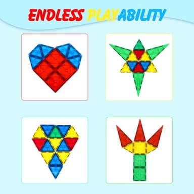 Gemmicc Magnetic Tiles, Deluxe 136 PCS Building Blocks Magnet Toys for Kids,3D Magnet Puzzles Stacking Blocks for Boys Girls,Huge Set with 2 Cars - Image 9