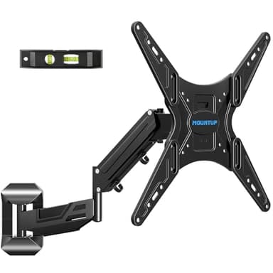 MOUNTUP Height Adjustable TV Wall Mount for 26-55 Inch TVs, Gas Spring Full Motion Articulating TV Bracket with Smooth Swivel Tilt & Safe Corner Installation, 400x400mm VESA, 11-66 lbs, Matte Black - Image 1