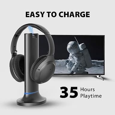 Avantree Opera - Wireless Headphones for TV Watching with Clear Dialogue, Compatible with TVs Equipped with Optical or AUX Audio Output Ports, Passthrough, Enhanced Volume & Comfortable for Seniors - Image 6