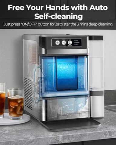 Nugget Ice Maker with 1 Gallon Tank, 41lbs/24H Soft & Chewable Ice, Automatic Water Supply, Preset Time, Self-Cleaning, Multifunctional Pellet Ice Machine for Home & Kitchen - Image 6
