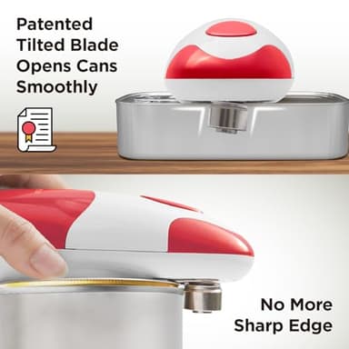 Kitchen Mama Auto Electric Can Opener: Open Your Cans with A Simple Press of Button - Automatic, Hands Free, Smooth Edge, Battery Operated, YES YOU CAN (Red) - Image 3