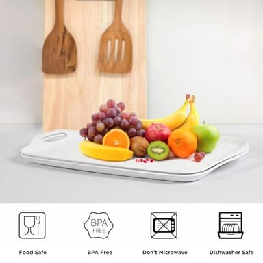 TP Serving Tray with Handles, Large Rectangle Melamine Serving Platter Set of 2, Pure White (19” x 12”) - Image 2