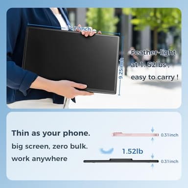 Enzion Laptop Screen Extender 16.1", 1200P FHD, Portable Monitor 360° Rotating Detachable Stand, Height Adjustable Laptop Monitor Extender for 13-17.5", Plug-Play for Mac/OS/Wins/Chrome/Dex - Image 8
