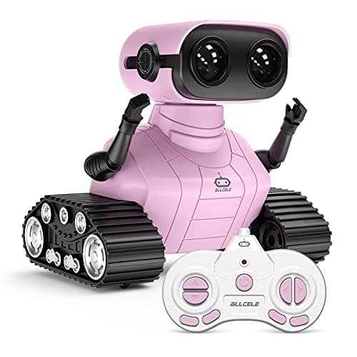ALLCELE Girls Robot Toy, Rechargeable RC Robot for Kids, Remote Control Toy with Music and LED Eyes, Gift for Children Age 3 Years and Up - Pink - Image 1