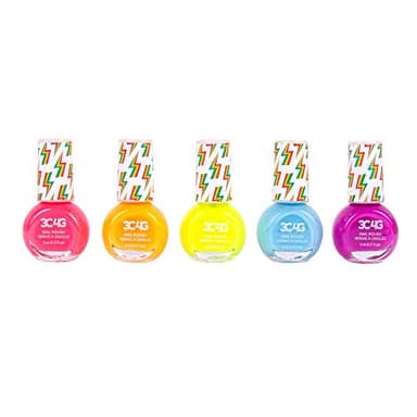 3C4G Neon Nail Polish Set - Quick Dry Nail Polish for Girls - Includes 5 Neon Colors - Non-Toxic Nail Polish Kit for Kids Ages 8+ by Make It Real - Image 1
