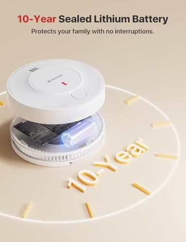 X-Sense Smoke Alarm, 10-Year Battery Fire Alarm Smoke Detector with LED Indicator & Silence Button, SD2J0AX, Pack of 5 - Image 2