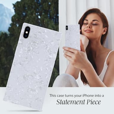 Cocomii - Rectangle Case Compatible with iPhone Xs/X - Opalescent Pearl, Glitter Sparkle, Glossy, Women Girls Men, Protective Phone Case for iPhone Xs/X 5.8 inch, White - Image 2