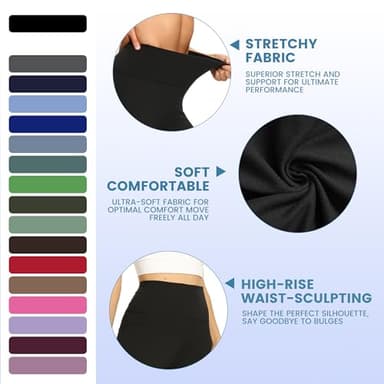 YOLIX Workout Leggings for Women - High Waisted Yoga Pants Tummy Control Compression for Running Navy Blue - Image 5