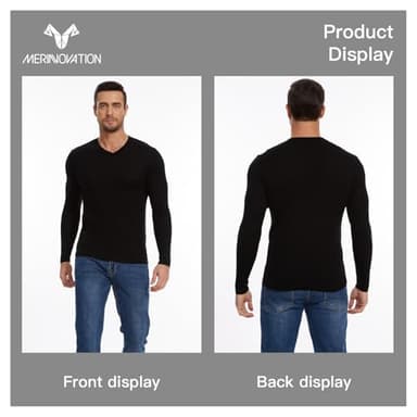 MERINNOVATION Merino Wool Base Layer-Mens 100% Merino Wool Long Sleeve Thermal Shirts for Hiking Hunting,lite,Midweight+Wool Accessory Included, Black 250 XL - Image 5