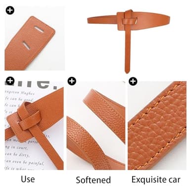 MIAOVG Women's Tight Belt With Dress With a PU Leather Belt (B:Black+camel, Waist size below42) - Image 5