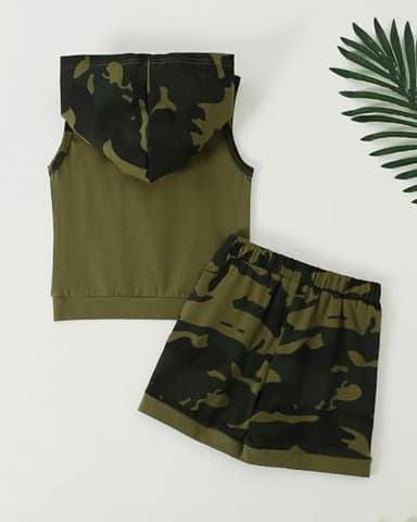 SANMIO 4T Boys Clothes 3-4T Boy Short Set Toddler Boy Outfits Sleeveless Hoodie Tank Top and Shorts Clothing Set 2pcs - Image 7