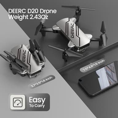 DEERC D20 Mini Drone for Kids with 720P HD FPV Camera Remote Control Toys Gifts for Boys Girls with Altitude Hold, Headless Mode, One Key Start Speed Adjustment, 3D Flips 2 Batteries, Silver - Image 6