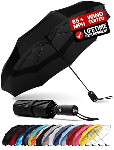 REPEL Windproof Travel Umbrella - Compact & Withstands Winds up to 85MPH, Strongest Premium Auto Folding Umbrella for Rain and Sun - Durable, Light & Portable for Women & Men, Fits Backpack & Cars - Image 1