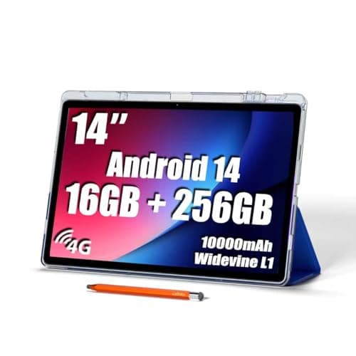 14 inch Large Screen Tablet, Android 15 Tablet 16GB RAM 256GB ROM, 1920 * 1200 IPS FHD Display, Widevine L1, 10000mAh 18W Charging, Wi-Fi & Bluetooth, 4G LTE, with Stand Case & Stylus - Image 1
