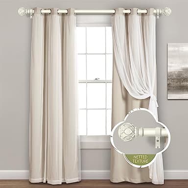 TANGWIN White Farmhouse Curtain Rods for Windows:36-88" Heavy Duty Adjustable Curtain Rod for Bedroom Living Room,Boho Decorative Rustic Drapery Rods with Vintage Coastal Texture Finials,Antique White - Image 9