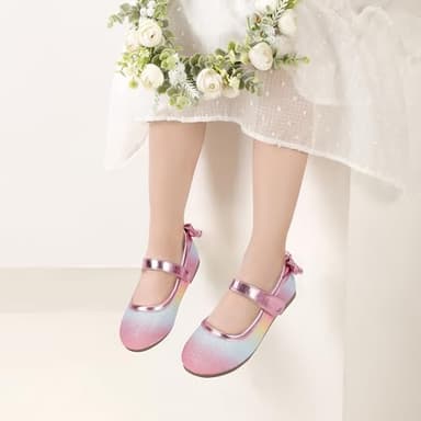 PANDANINJIA Toddler/Little Kid Girl's Angela Dress Mary Jane Ballet Flats Bow Flower Girl Wedding Party Ballerina Flat Shoes - Image 4