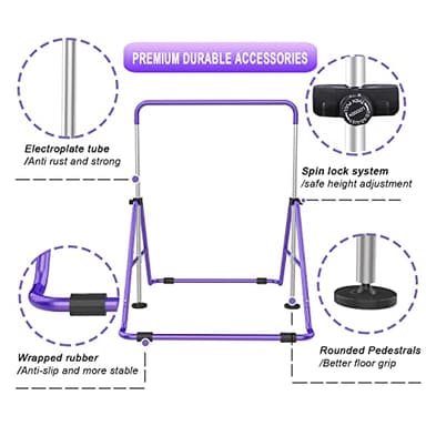 RINREA Gymnastic Bars for Kids with Adjustable Height, Folding Gymnastic Training Kip Bar, Expandable Horizontal Bar for Home - Image 8