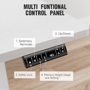 Veken 47.2 Inch Electric Standing Desk, Height Adjustable Sit Stand Up, Wood Desktop, Work Home Office Computer PC Desks, Gaming Writing Study Bedroom Rising Table, Tall Standup Workstation, White - Image 5