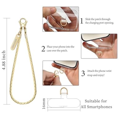 MOUTAKEY Phone Wrist Strap Metal Phone Chain Wristlet Strap Detachable iPhone Lanyard Wrist with 2 Tether Tabs iPhone Charm strap For Women girls Shopping Traveling Party Walking - Image 4