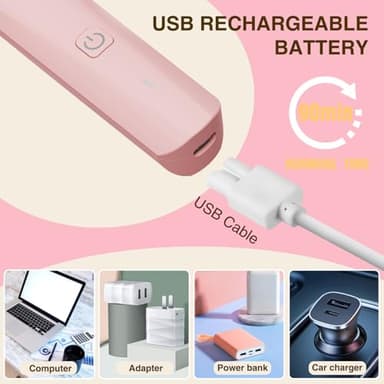 Bikini Trimmer for Women - 2 in 1 Electric Lady Pubic Hair Private Area Legs Arms Removal Personal Elecrtric Razor Shaver Rechargeable with Snap-in Ceramic Blades, Wet and Dry Use,Pink - Image 3