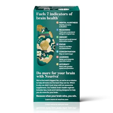 NEURIVA Ultra Decaffeinated Clinically Tested Nootropic Brain Supplement for Mental Alertness, Memory, Focus & Concentration, Cognivive, Neurofactor, Phosphatidylserine, Vitamins B6 B12, 60 Capsules - Image 13