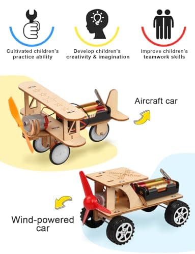 Poraxy 5 in 1 STEM Kits for Kids Age 8-10, Science Building Project Craft for 8-13, Model Car Kit, STEM Toys for Boys Girls Age 8-12, Wooden 3D Puzzles, Birthday Gifts for 6 7 8 9 10 11 12 13 Year Old - Image 3
