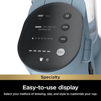 Ninja Pod & Grounds Specialty XL Single-Serve Coffee Maker, K-Cup Pod Compatible, Brews Grounds, Compact Design, Built-In Milk Frother, 68-oz. Reservoir, 6oz. Cup-24oz. Mug Sizes, Denim Blue, PB055ABL - Image 8