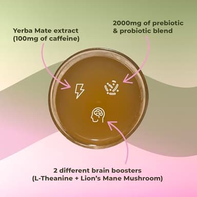 Brainista Yerba Mate Instant Tea Powder, 3-in-1 Super Drink - Clean Energy, Brain Fog Buster, and Gut Health Powered by Nootropics, Prebiotics and Probiotics | Yerba Magic Strawberry Matcha 30 Servings - Image 8