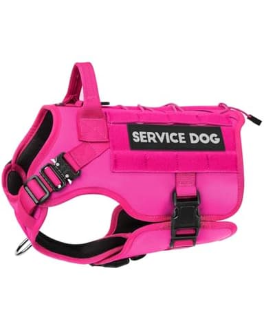PETNANNY Tactical Service Dog Vest - No-Pull Emotional Support Harness with Hook & Loop Patches & Molle System for Training & Hunting (Pink, Medium) - Image 1