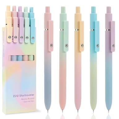 ACEES Gel Pens, 5Pcs 0.7mm Fine Point Black Ink Pens With Smooth Wirting,Office Desk Accessories,Quick Dry Pens For Journaling,Ballpoint for School Supplies, Gift for Women Men Student(Gradient) - Image 1