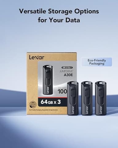 Lexar 64GB 3-Pack Flash Drive A30E USB 3.2 Gen 1, USB Drive up to 100MB/s, Storage Expansion and Backup for PC and Mac Systems - Image 6