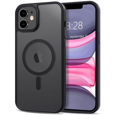 Anuck Case for iPhone 11 Case Magnetic Phone Case Compatible with MagSafe, Soft TPU Bumper Hard Translucent Matte Back Slim Fit Shockproof Protective Cover for Men Women Girls - Black - Image 1