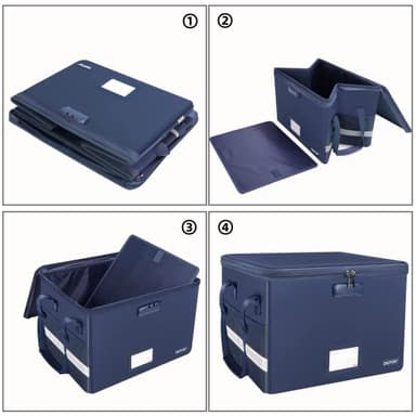 ENGPOW File Box with Lock, Fireproof Document Box with Zipper＆Pockets, Collapsible File Organizer Filing Storage Cabinet with Handle, Portable Home Office Safe for Hanging Letter/Legal Folder, Blue - Image 8