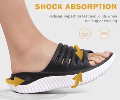 KuaiLu Womens Recovery Sandals Comfortable Plantar Fasciitis Arch Support Ladies Orthopedic Open Toe Slip On Running Sport Walking Slides Thick Athletic Cushion Slippers Summer Sliders Black Size 11 - Image 5