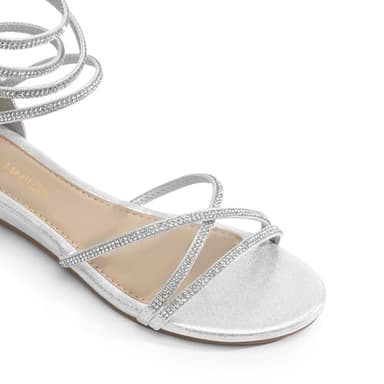 DREAM PAIRS Women's Ankle Strap Flat Sandals Summer Dressy Strappy Gladiator Rhinestones Sandals,Size 9,Silver,WEITZ - Image 2