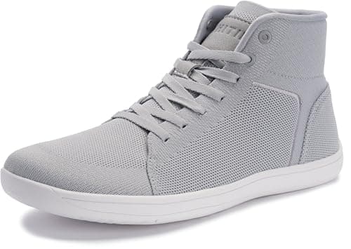 WHITIN Men's Wide Toe Box High Top Barefoot Shoes Minimalist Sneakers Zero Drop Sole Ankle Size 10 Width 10W Trainer Tennis Minimus Training Grey 44 - Image 1