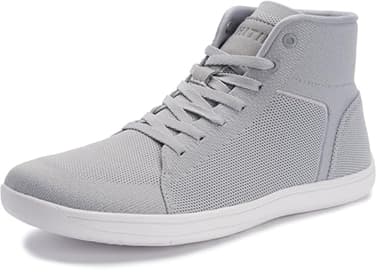 WHITIN Men's Wide Toe Box High Top Barefoot Shoes Minimalist Sneakers Zero Drop Sole Ankle Size 10 Width 10W Trainer Tennis Minimus Training Grey 44 - Image 1