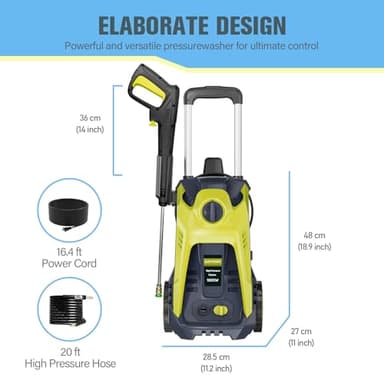 Electric Pressure Washer 4800PSI-Max 2.9GPM Pressure Washer with 25 Foot Hose, 16.4 Foot Power Cord, Soap Tank Car Wash Machine Yellow Ideal Cleaning for Patio. - Image 2