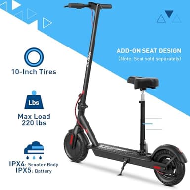 Hiboy 430W Peak Motor Electric Scooter, 10" Tires,17 Miles Range, 19 MPH Speed, Dual Brake System, Electric Scooter Adults Commuting & Urban Travel - Image 8