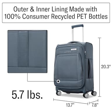 Samsonite UpLIFT Lightweight Softside Carry-On Luggage with Spinner Wheels - Expandable - Airline-Approved, Polyester Soft Suitcase for Ultra Light Travel - Elemental Blue - Image 2