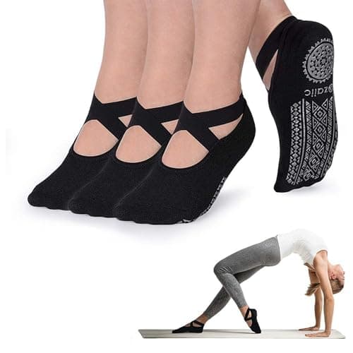 Ozaiic Yoga Socks for Women Non-Slip Grips & Straps, Ideal for Pilates, Pure Barre, Ballet, Dance, Barefoot Workout - Image 1