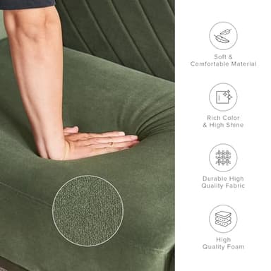 mopio 76.8" Futon Sofa Bed, Small Couch, Sleeper, Loveseat, Mid Century Modern Futon Couch, Sofa Cama, Couches for Living Room (Olive Green Premium Velvet) - Image 4