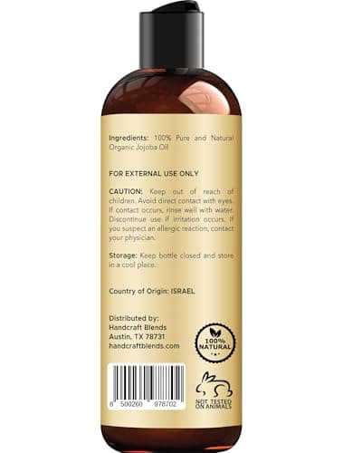 Handcraft Blends USDA Organic Jojoba Oil | Cold-Pressed | 8 Fl Oz | 100% Pure & Natural | for Hair, Skin & Face | Premium Grade Carrier Oil | for Massage & Aromatherapy | Hexane-Free - Image 3