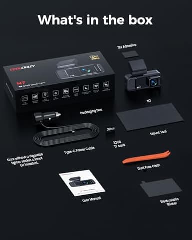 COOLCRAZY 4K Dash Cam Front, Built-in WiFi GPS, Dash Camera for Cars, 3.2" IPS Screen Dashcam with App Control, Free 32G Card, 170°Wide Angle, 24H Parking Mode, WDR, Night Vision, G-Sensor - Image 8
