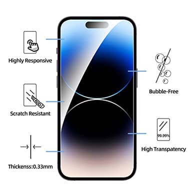 NEW'C 3 Pack Designed for iPhone 14 Pro Screen Protector (6.1"), Enhanced Tempered Glass Protection, Case Friendly Anti Scratch Bubble Free Ultra Resistant - Image 2