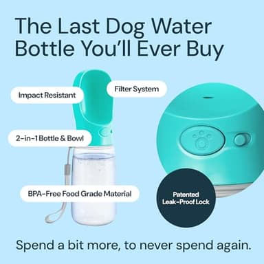 MalsiPree Dog Water Bottle Dispenser - 12 oz Blue - Leak-Proof Lock & One-Hand Operation - Dog Water Bowl Dispenser - Pet Travel Bottle with Built-in Bowl - Image 3
