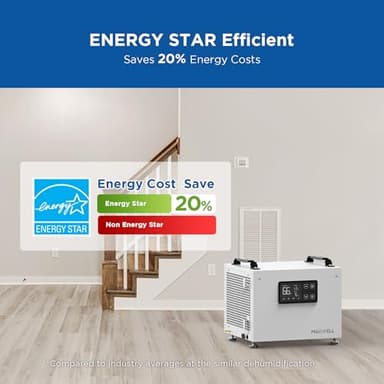 Moiswell 70 Pints Commercial Dehumidifier with Pump Portable Crawl Space Dehumidifier for Basement Energy Star Efficient Certified Compact Dehumidifiers for Home, Auto Defrost, Timer - Image 2